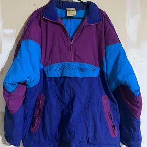 Vintage adidas windbreaker pull over size large. From the 80s